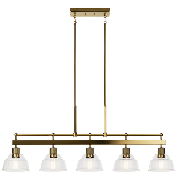 Kichler 52404BNB Five Light Linear Chandelier, Brushed Brass