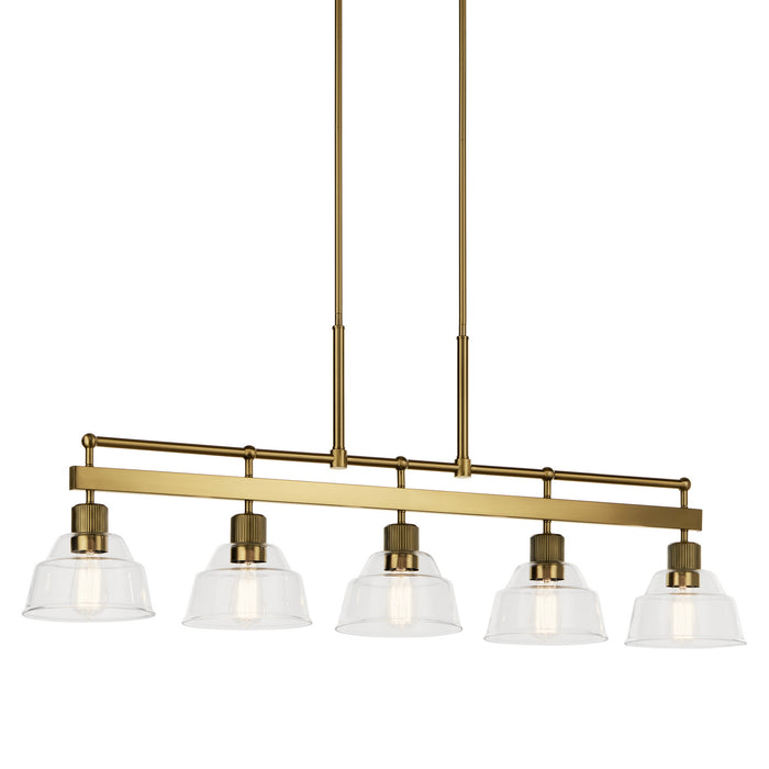 Kichler 52404BNB Five Light Linear Chandelier, Brushed Brass