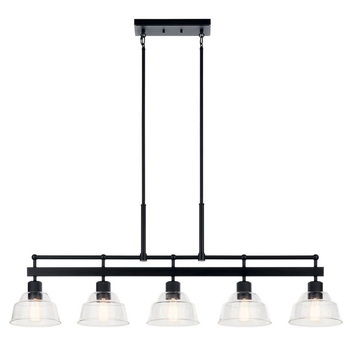 Kichler 52404BK Five Light Linear Chandelier, Black