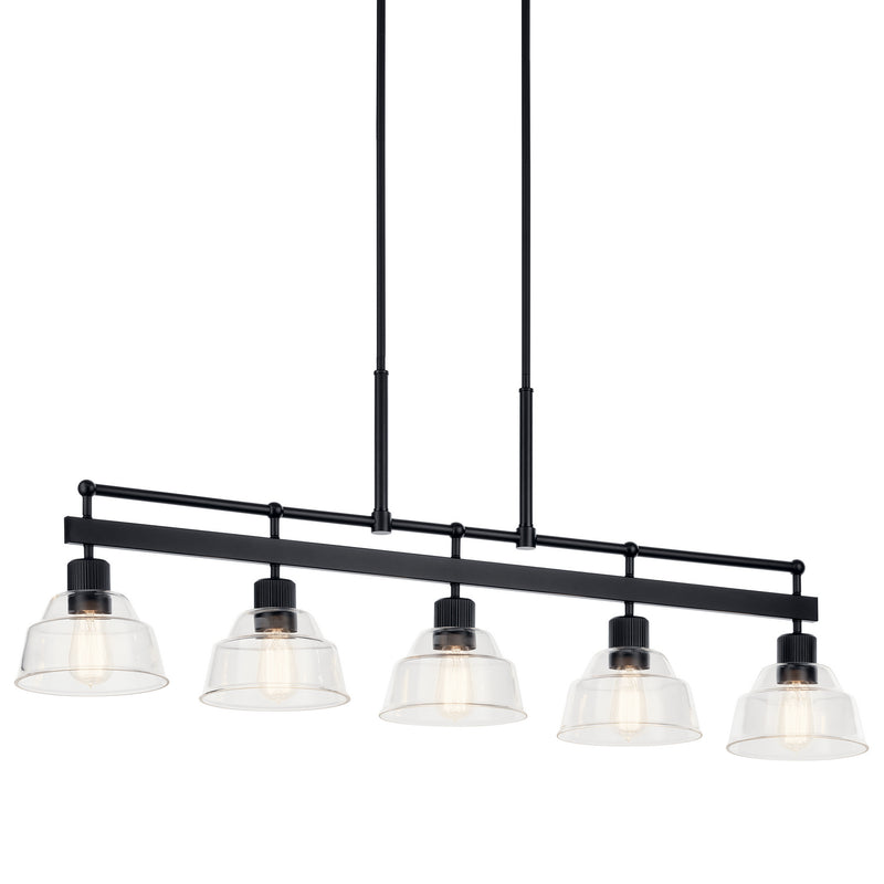 Kichler 52404BK Five Light Linear Chandelier, Black