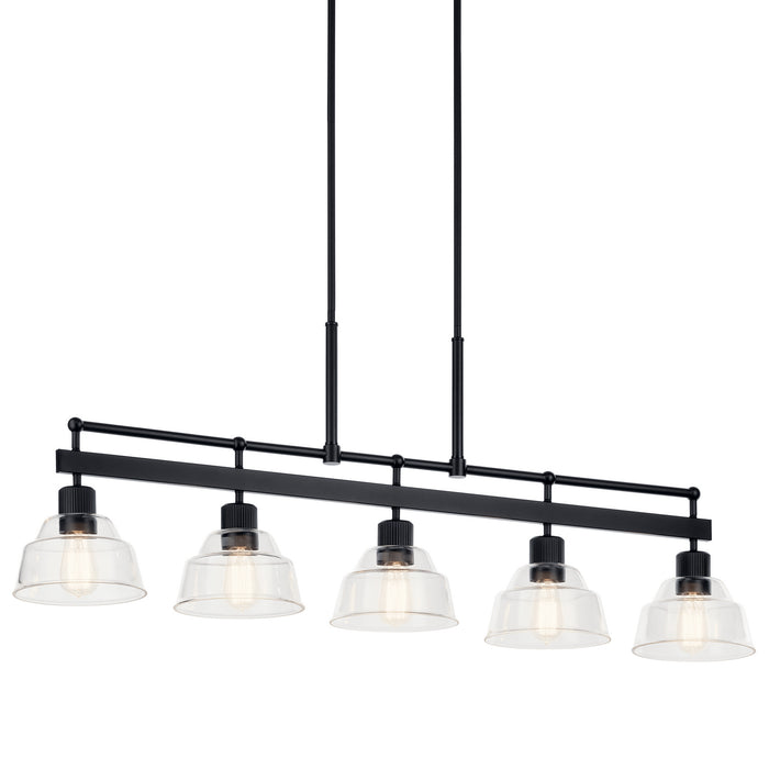 Kichler 52404BK Five Light Linear Chandelier, Black