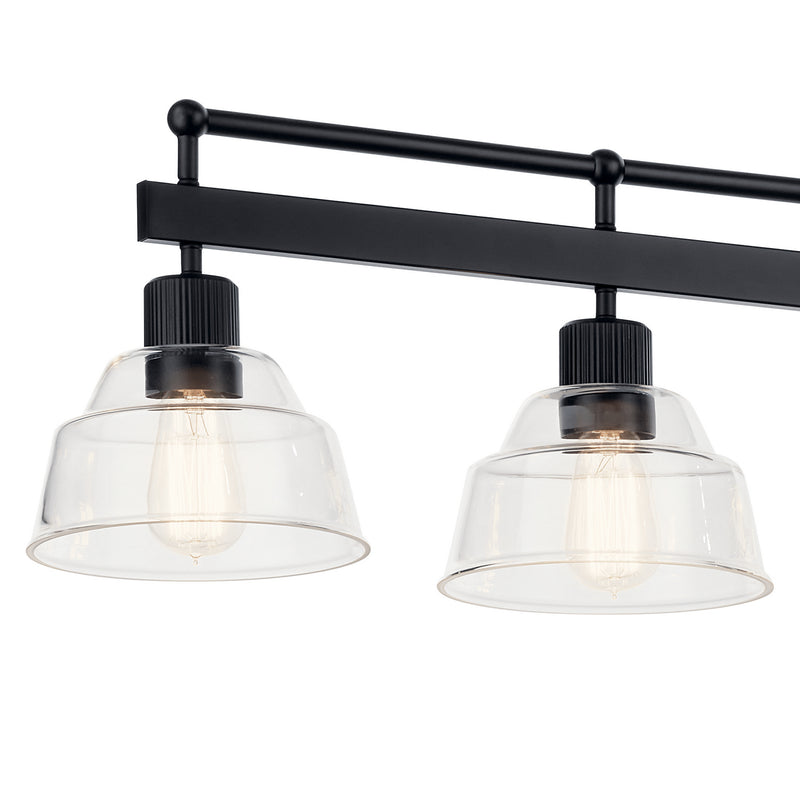 Kichler 52404BK Five Light Linear Chandelier, Black