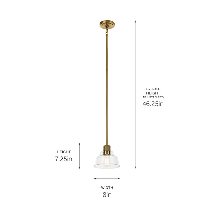 Kichler 52405BNB One Light Mini Pendant, Brushed Brass