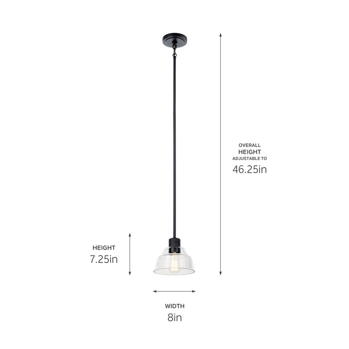 Kichler 52405BK One Light Mini Pendant, Black