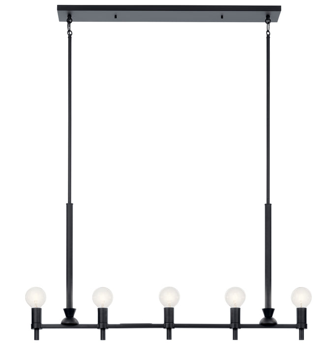 Kichler 52425BK Five Light Linear Chandelier, Black