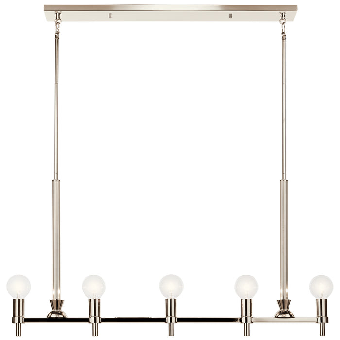Kichler 52425PN Five Light Linear Chandelier, Nickel Textured