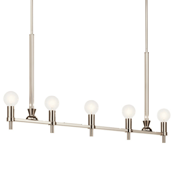 Kichler 52425PN Five Light Linear Chandelier, Nickel Textured
