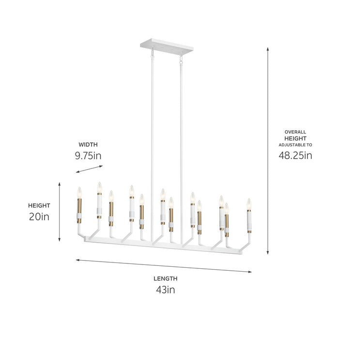 Kichler 52350WH 12 Light Linear Chandelier, White