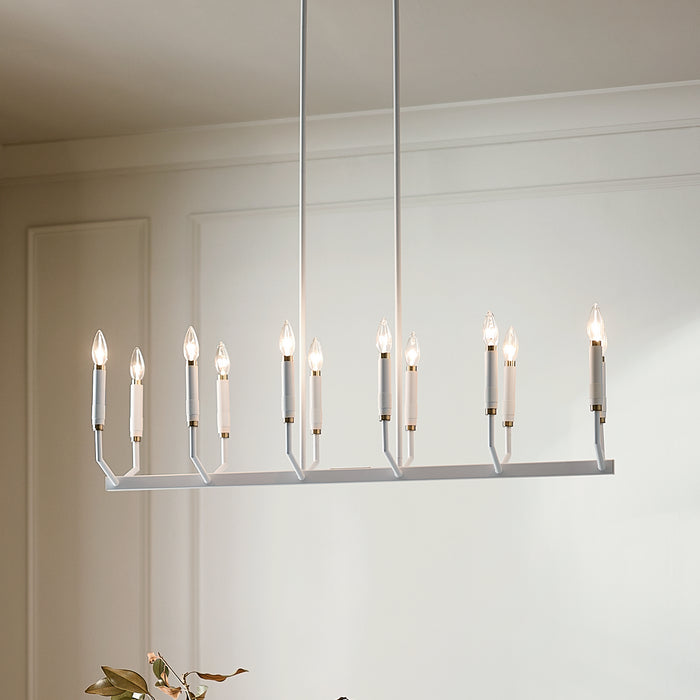 Kichler 52350WH 12 Light Linear Chandelier, White