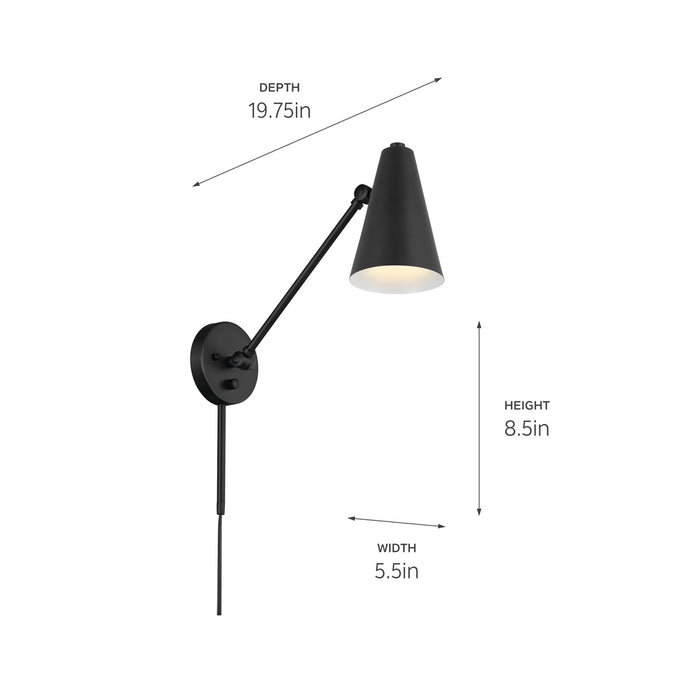 Kichler 52485BKB One Light Wall Sconce, Black