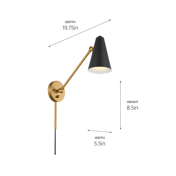 Kichler 52485NBRB One Light Wall Sconce, Natural Brass