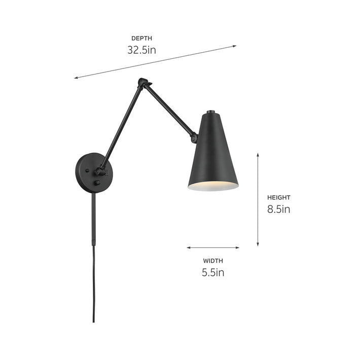 Kichler 52486BKB One Light Wall Sconce, Black