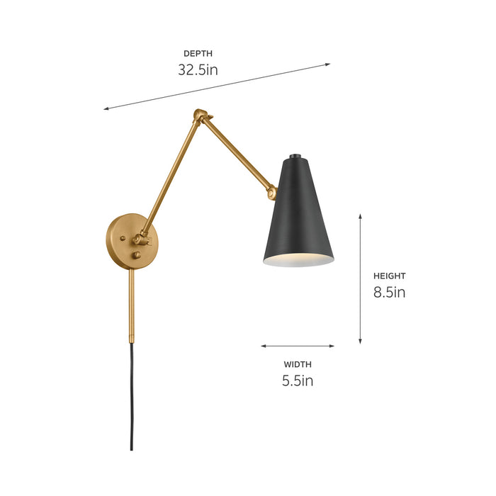 Kichler 52486NBRB One Light Wall Sconce, Natural Brass