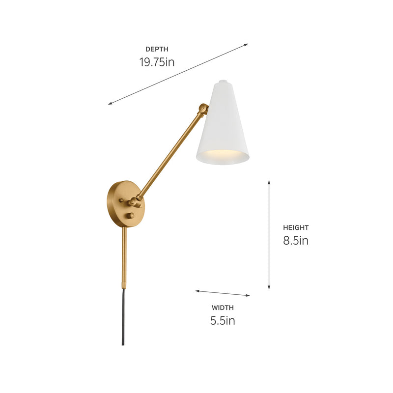 Kichler 52485NBRW One Light Wall Sconce, Natural Brass