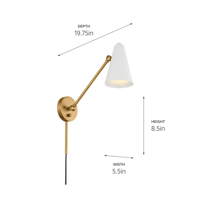 Kichler 52485NBRW One Light Wall Sconce, Natural Brass