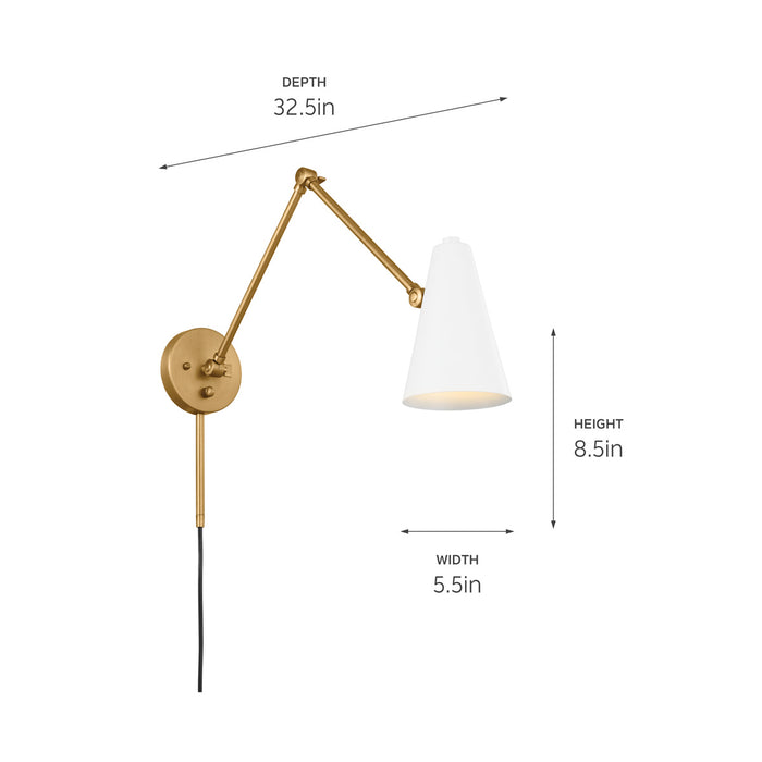 Kichler 52486NBRW One Light Wall Sconce, Natural Brass