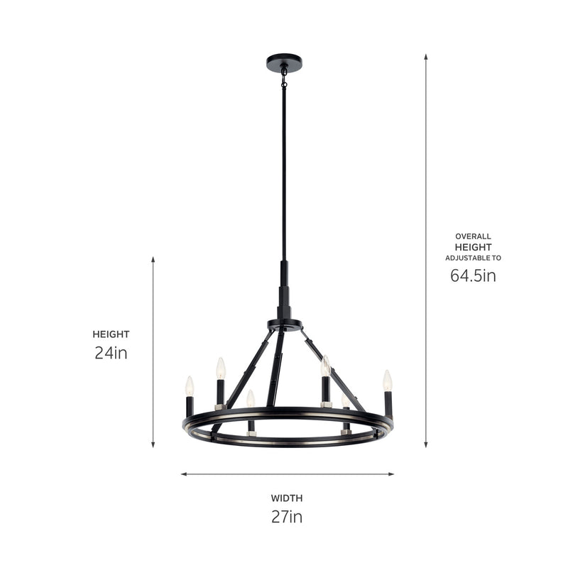 Kichler 52420BK Six Light Chandelier, Black