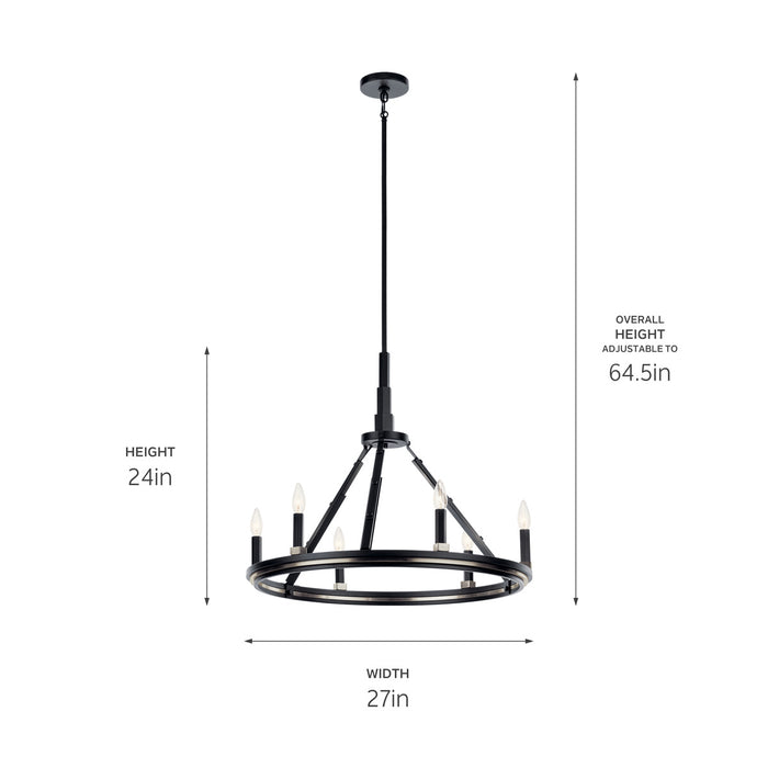 Kichler 52420BK Six Light Chandelier, Black
