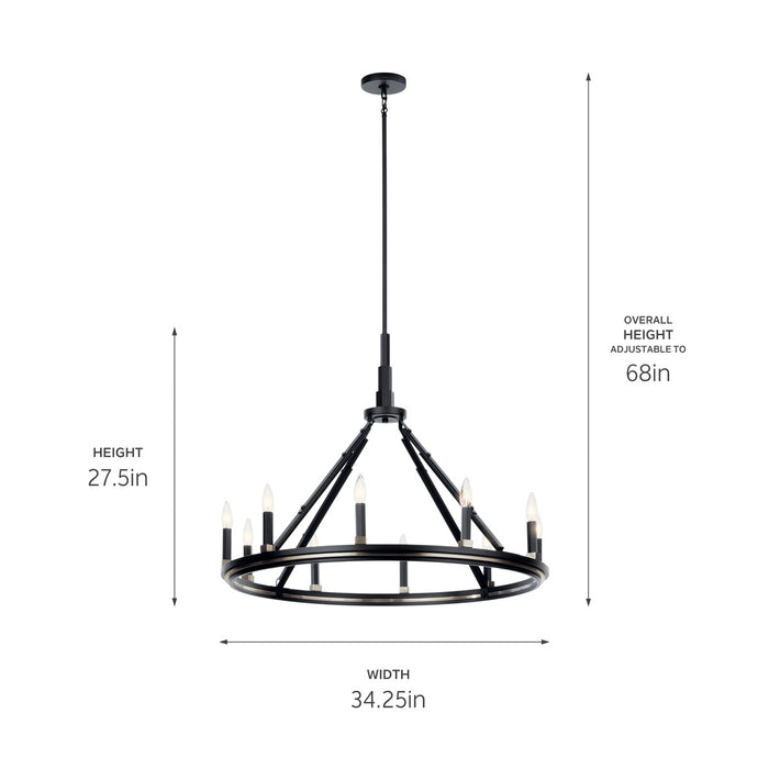 Kichler 52421BK Ten Light Chandelier, Black