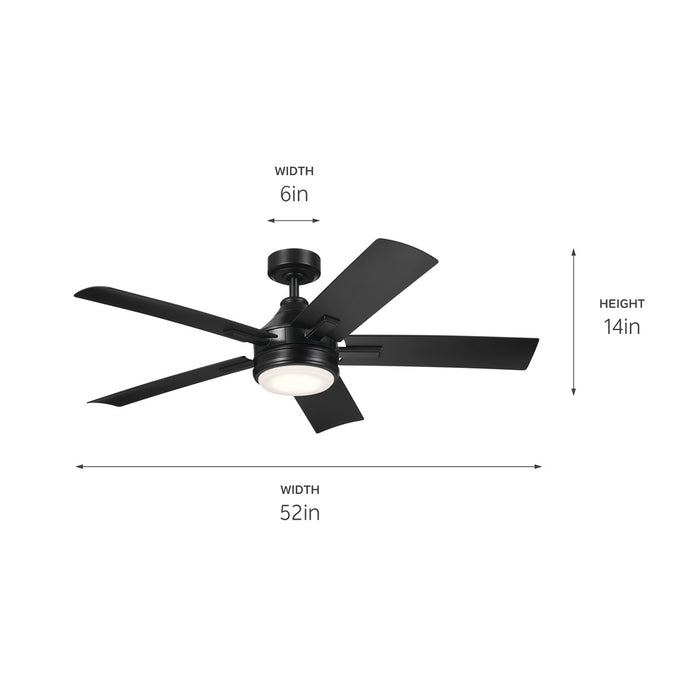 Kichler 310126SBK 52" Ceiling Fan, Satin Black