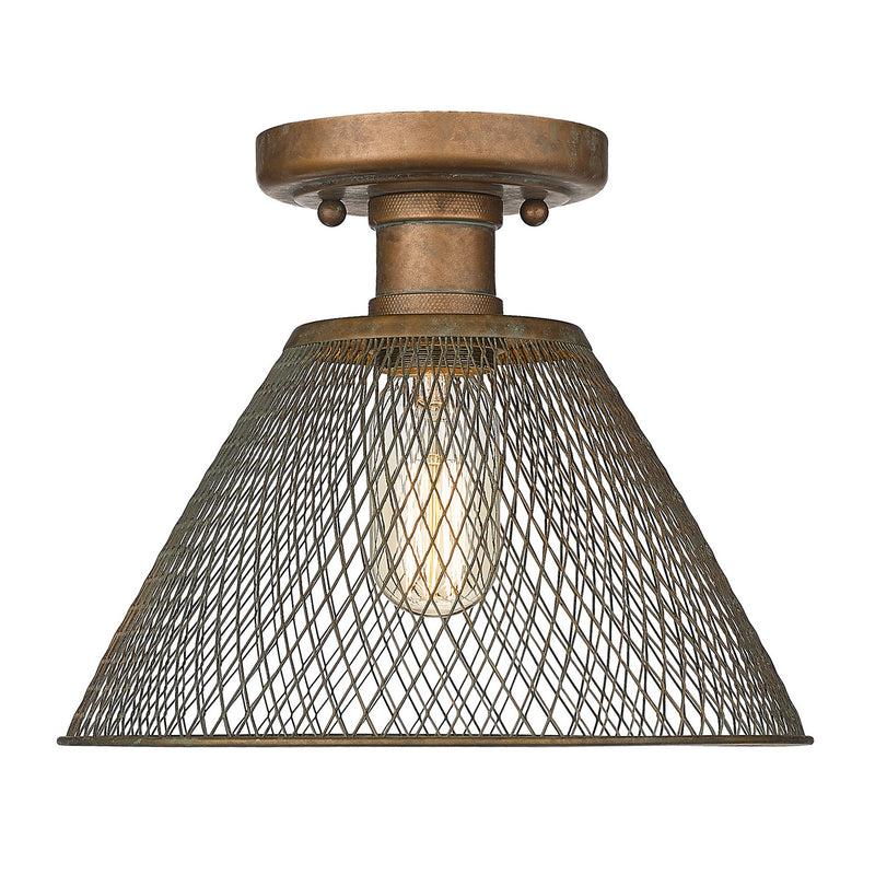 Golden 0304-SF CP One Light Semi-Flush Mount, Copper Patina