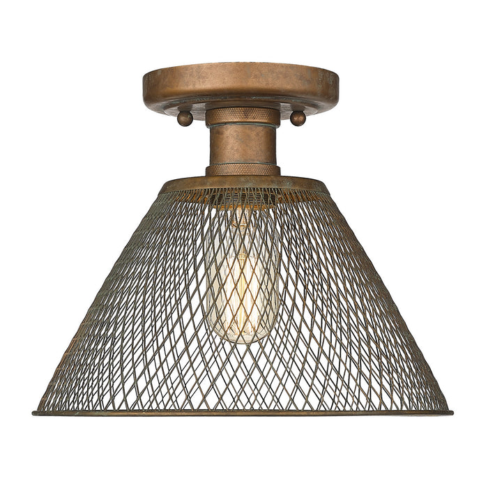 Golden 0304-SF CP One Light Semi-Flush Mount, Copper Patina