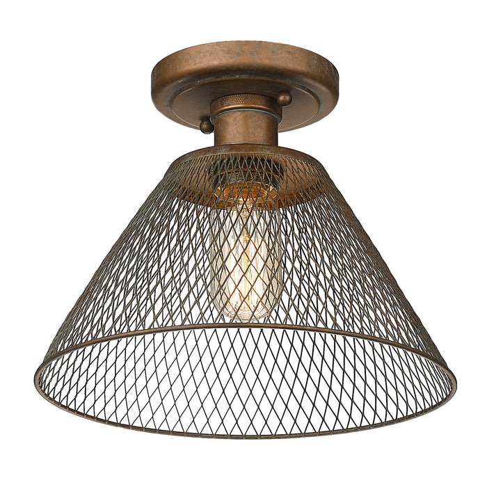 Golden 0304-SF CP One Light Semi-Flush Mount, Copper Patina