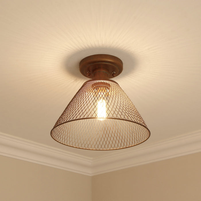 Golden 0304-SF CP One Light Semi-Flush Mount, Copper Patina