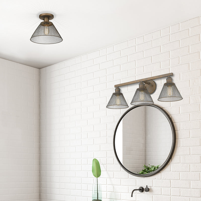 Golden 0304-SF CP One Light Semi-Flush Mount, Copper Patina