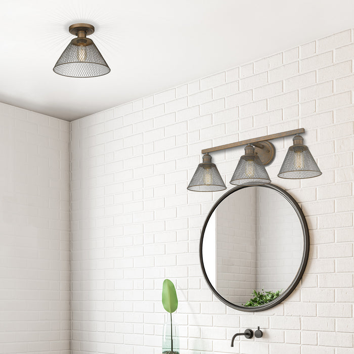 Golden 0304-SF CP One Light Semi-Flush Mount, Copper Patina