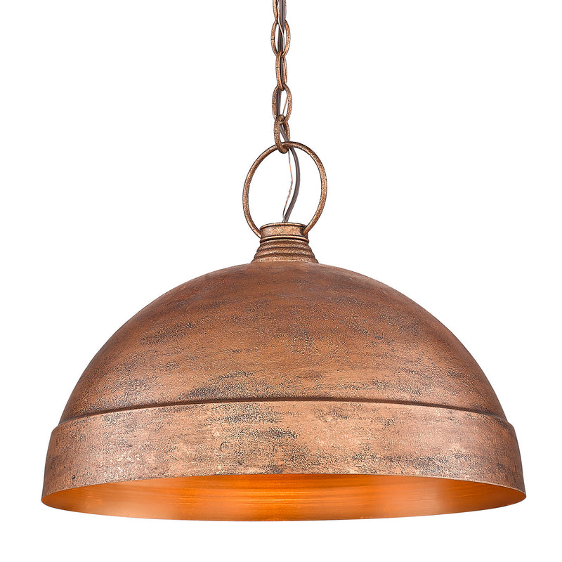 Golden 0318-L VC One Light Pendant, Vintage Copper