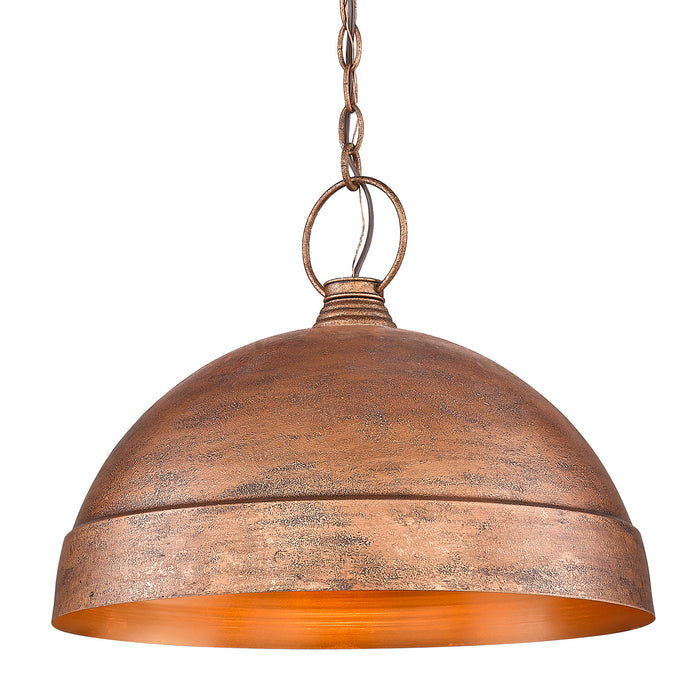 Golden 0318-L VC One Light Pendant, Vintage Copper