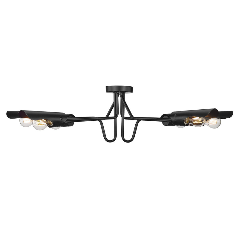 Golden 1040-6SF BLK Six Light Semi-Flush Mount, Matte Black