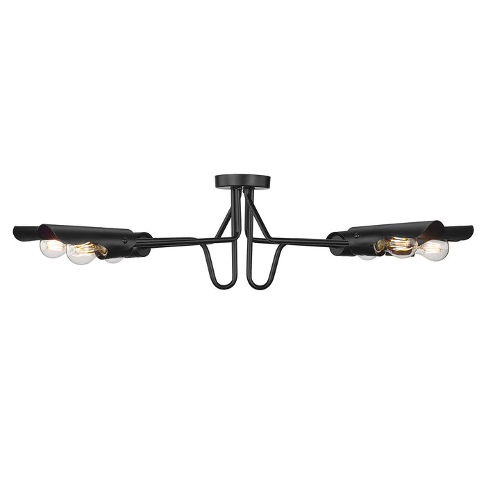 Golden 1040-6SF BLK Six Light Semi-Flush Mount, Matte Black