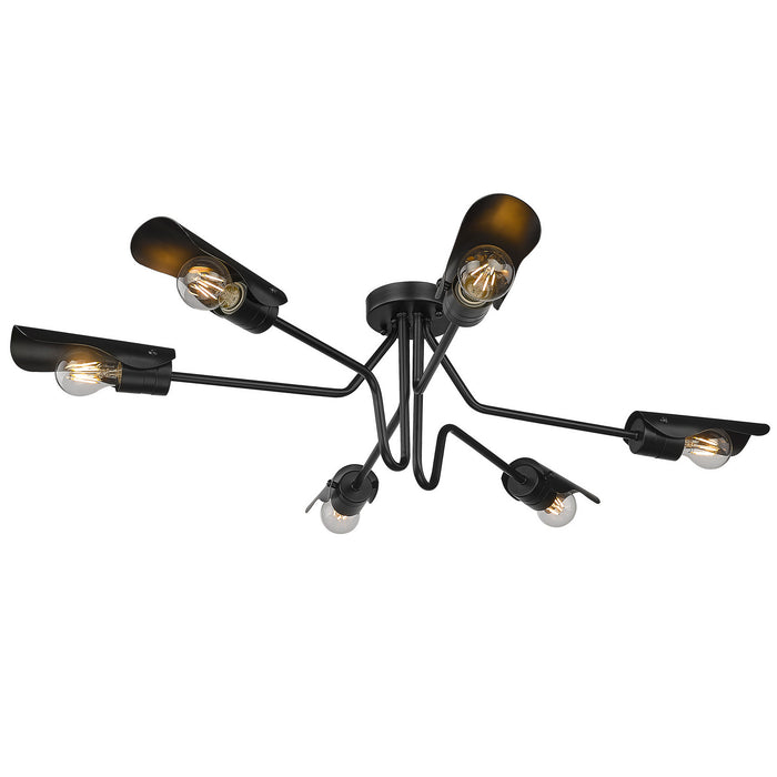Golden 1040-6SF BLK Six Light Semi-Flush Mount, Matte Black