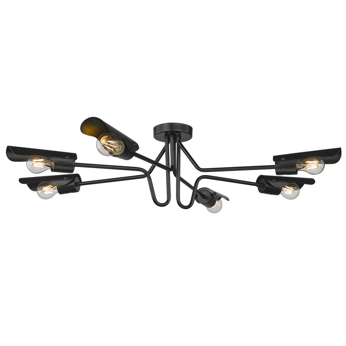 Golden 1040-6SF BLK Six Light Semi-Flush Mount, Matte Black