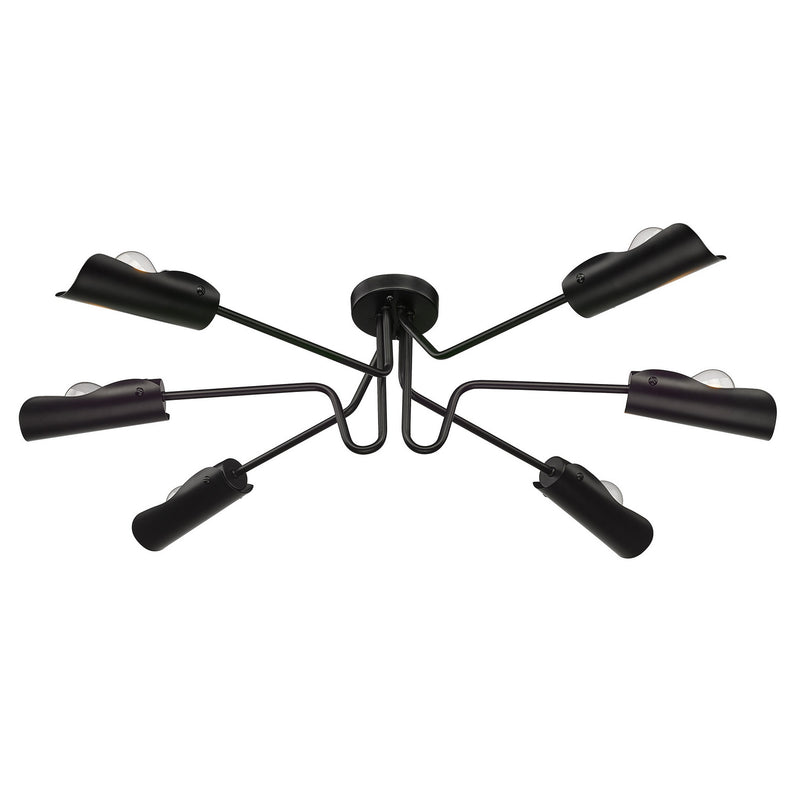 Golden 1040-6SF BLK Six Light Semi-Flush Mount, Matte Black
