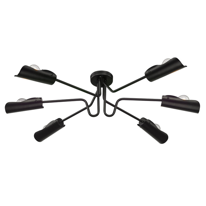 Golden 1040-6SF BLK Six Light Semi-Flush Mount, Matte Black