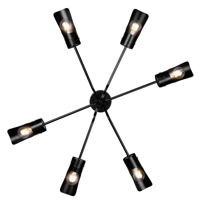 Golden 1040-6SF BLK Six Light Semi-Flush Mount, Matte Black