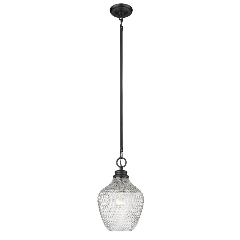 Golden 1088-M BLK-CLR One Light Pendant, Matte Black