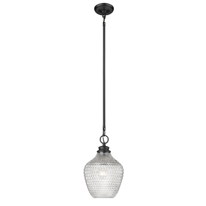 Golden 1088-M BLK-CLR One Light Pendant, Matte Black
