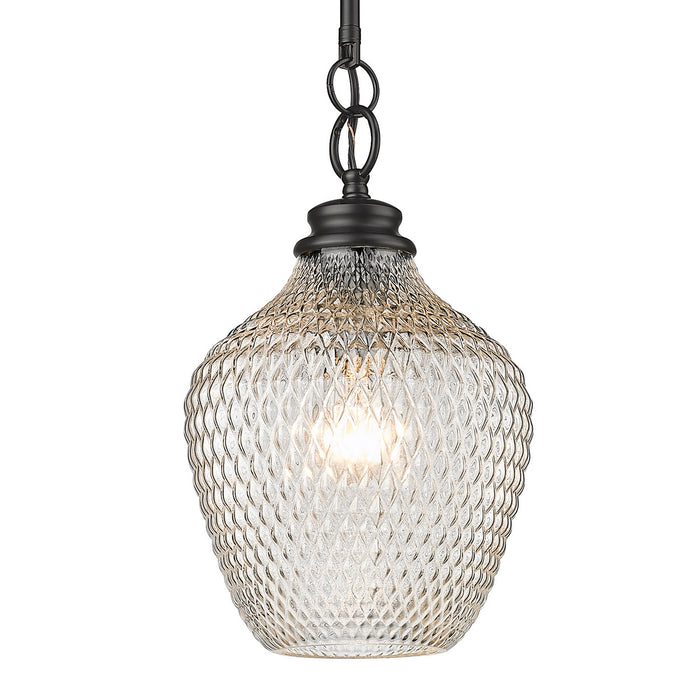 Golden 1088-M BLK-CLR One Light Pendant, Matte Black