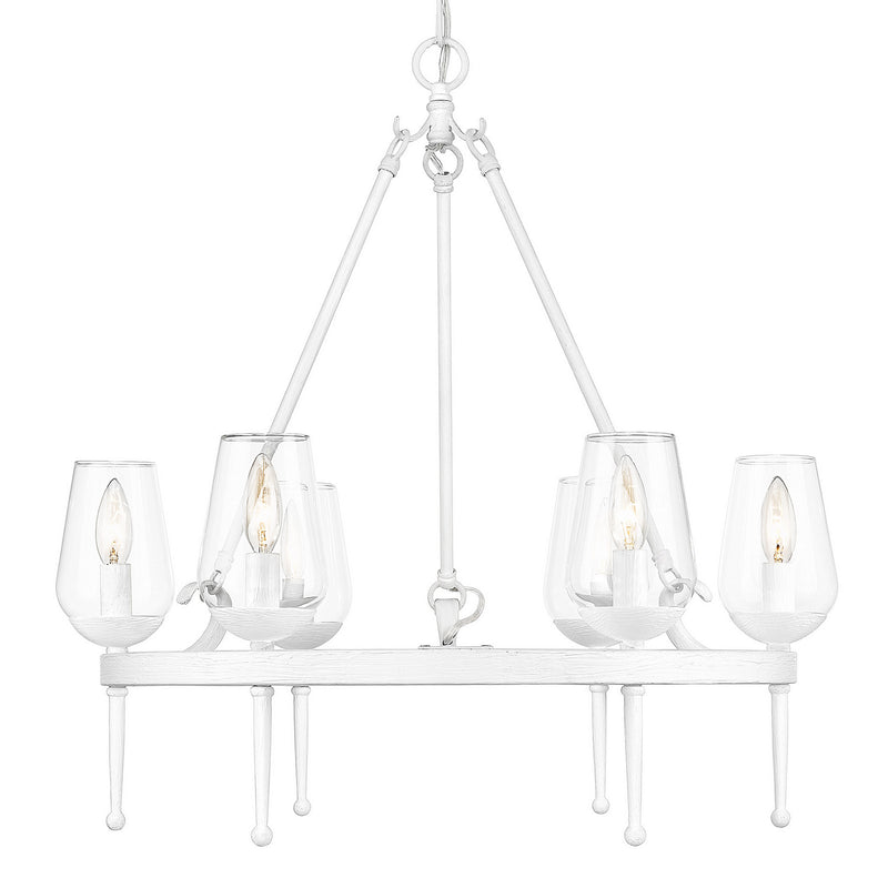 Golden 1210-6 TWP Six Light Chandelier, Textured White Plaster