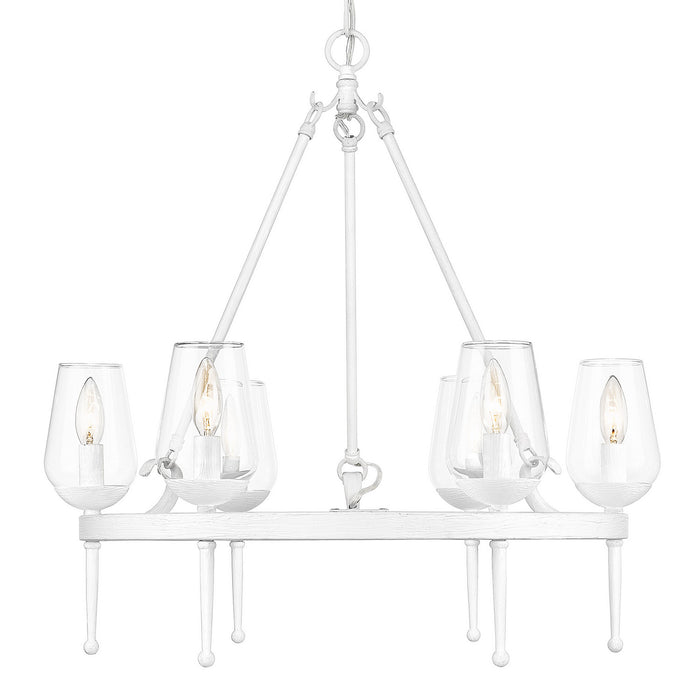 Golden 1210-6 TWP Six Light Chandelier, Textured White Plaster