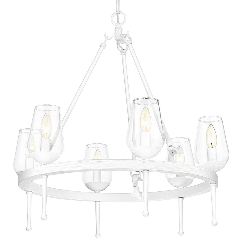 Golden 1210-6 TWP Six Light Chandelier, Textured White Plaster
