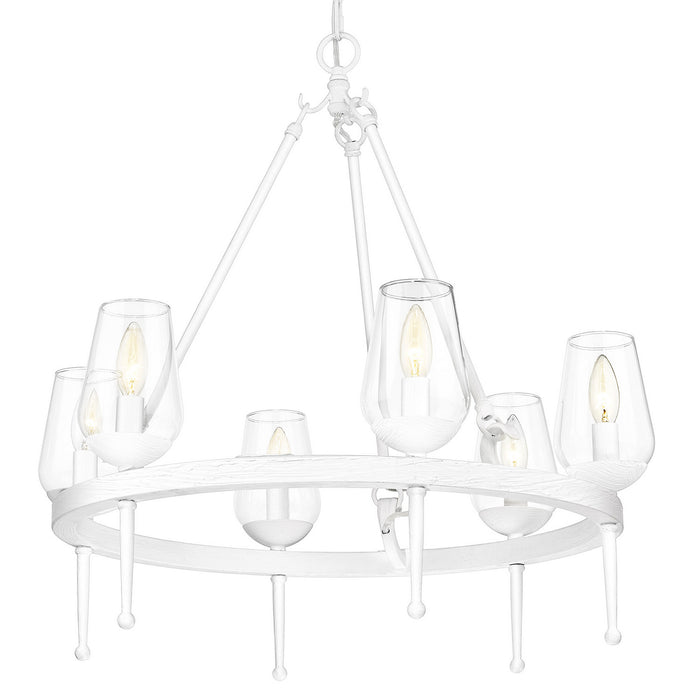 Golden 1210-6 TWP Six Light Chandelier, Textured White Plaster