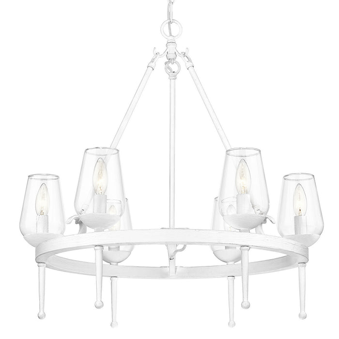 Golden 1210-6 TWP Six Light Chandelier, Textured White Plaster