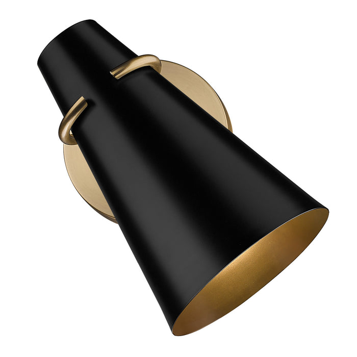 Golden 2122-1W MBS-BLK One Light Wall Sconce, Modern Brass