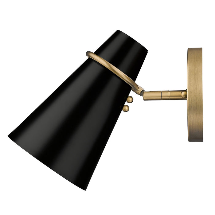 Golden 2122-1W MBS-BLK One Light Wall Sconce, Modern Brass