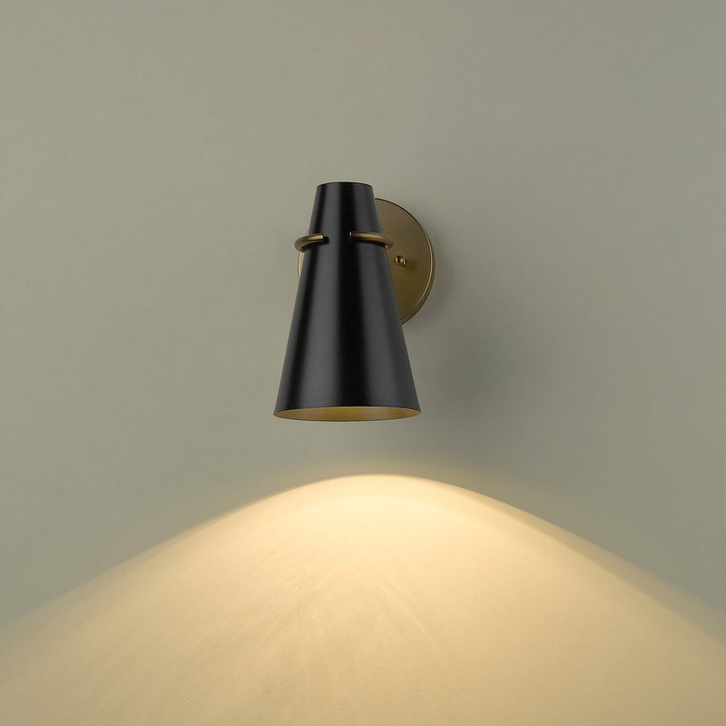 Golden 2122-1W MBS-BLK One Light Wall Sconce, Modern Brass